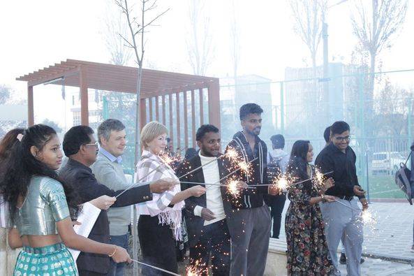 The Diwali festival lit up the walls of our university with bright colors and joy.